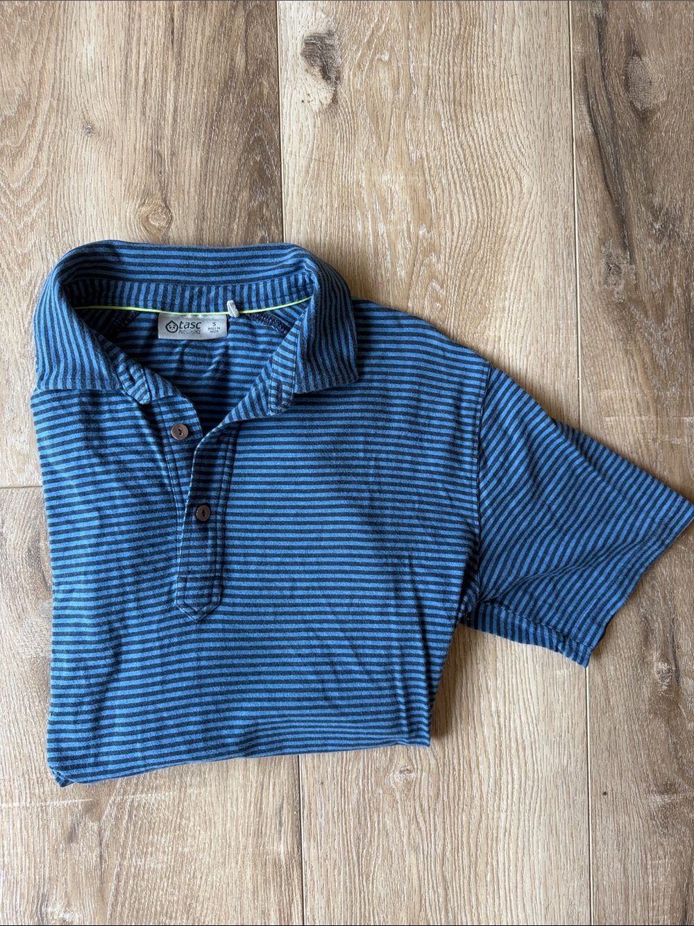 Men’s Blue and Navy Striped Polo Shirt